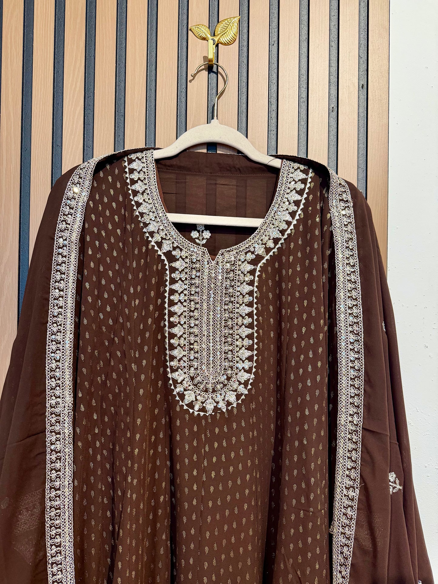 Brown Georgette Anarkali Gown