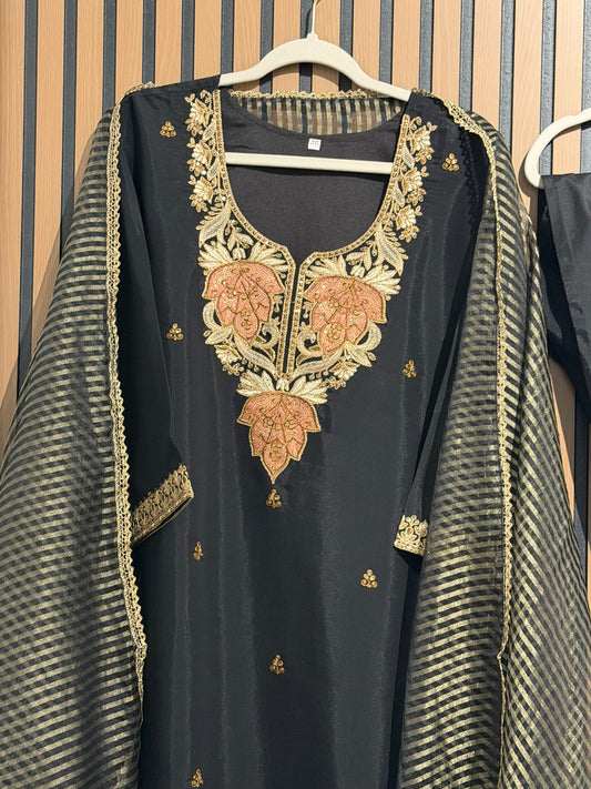 KASHMIRI SILK THREE PIECE PLUS SIZE