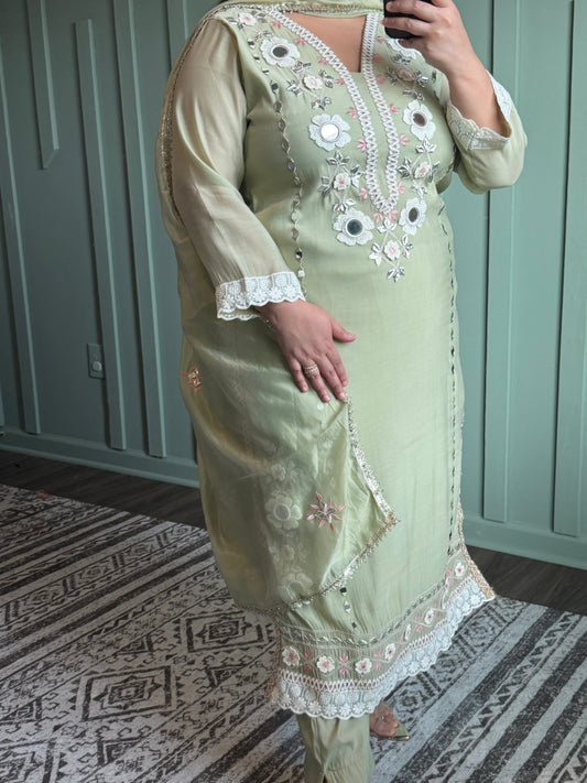 Muslin Silk Mirror Handwork