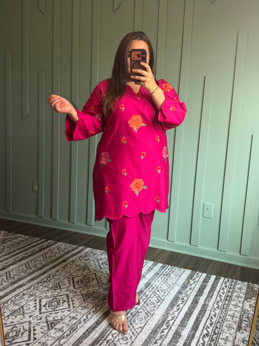 Muslin Embroidered Co ord