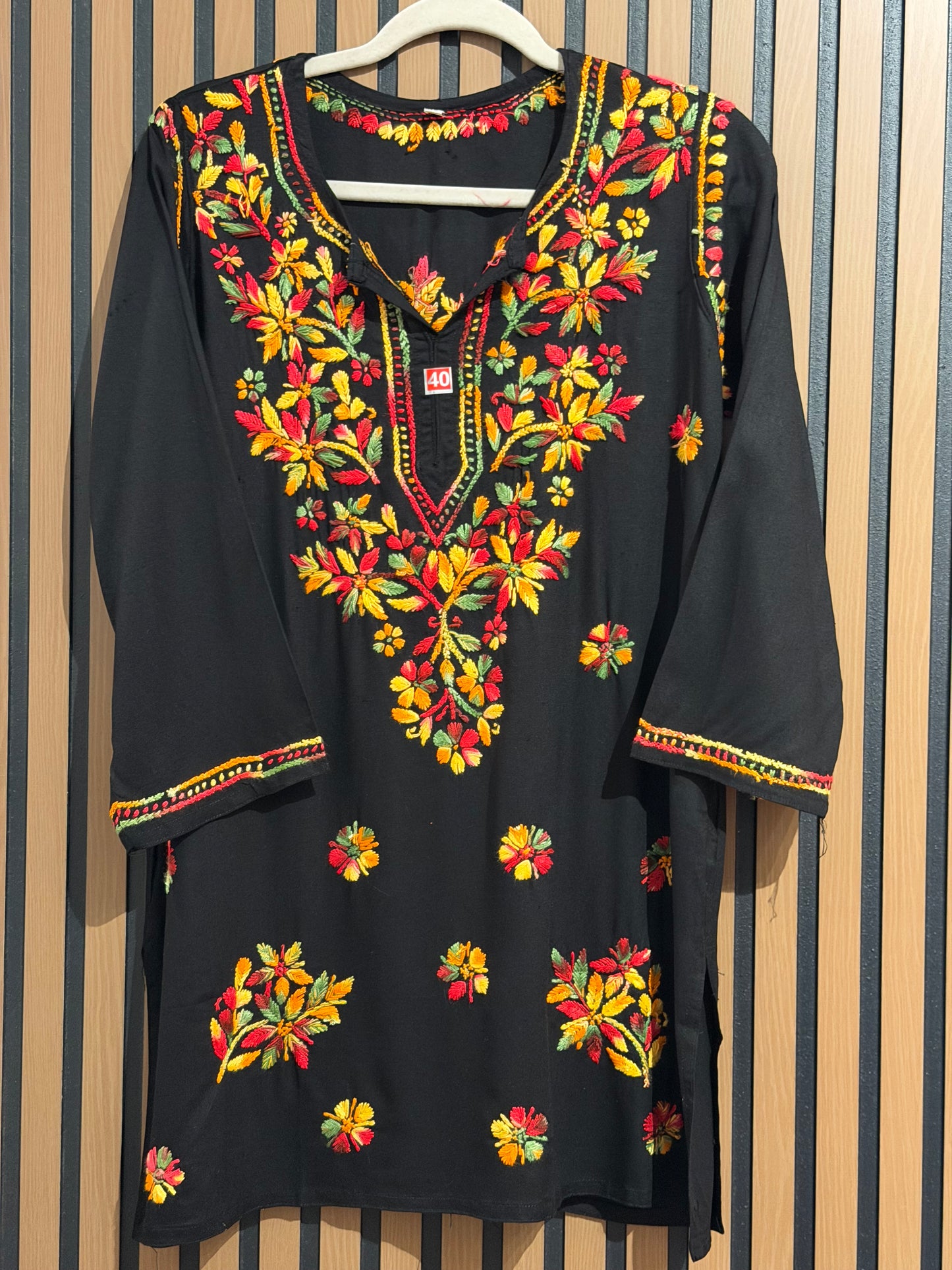 SHORT KURTI RAYON MULTI THREAD CHIKANKARI