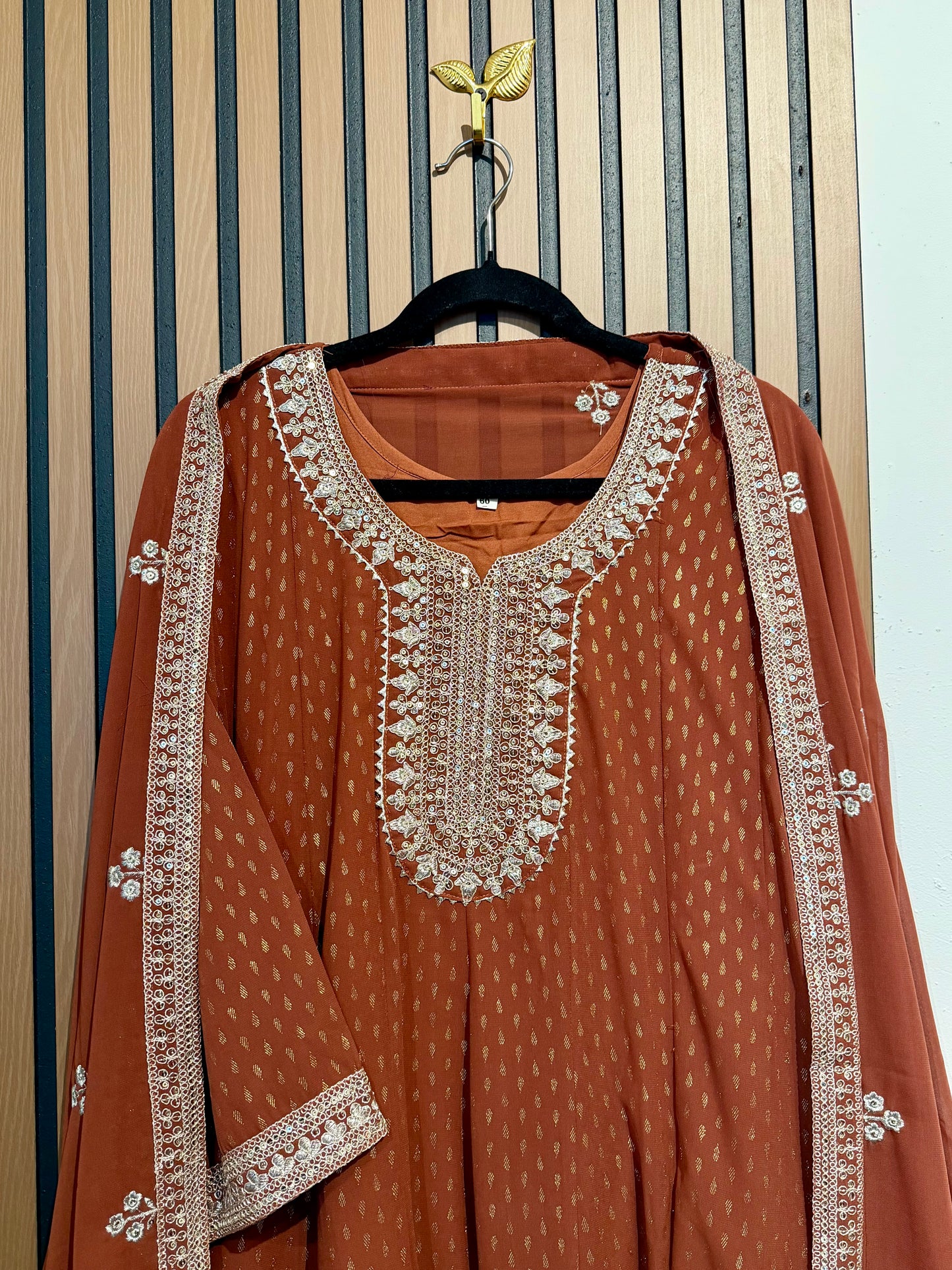 Rust Georgette Dori Work Gown