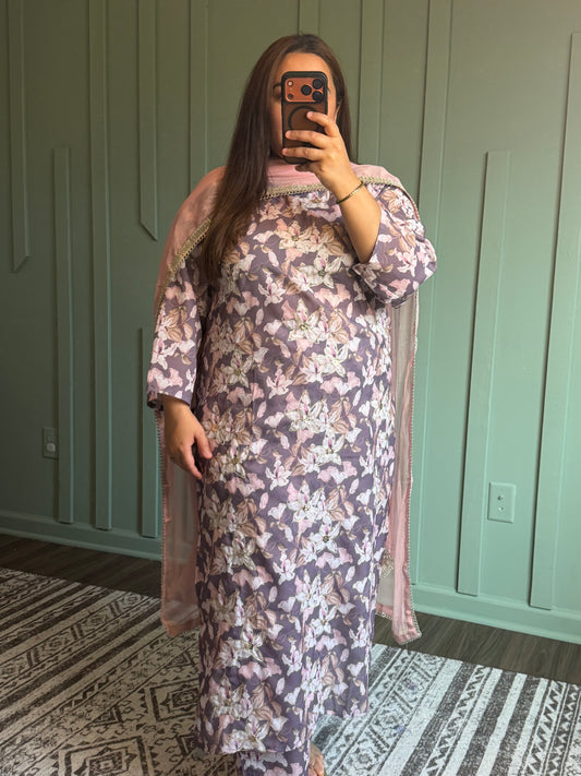 Linen Zari Three Piece