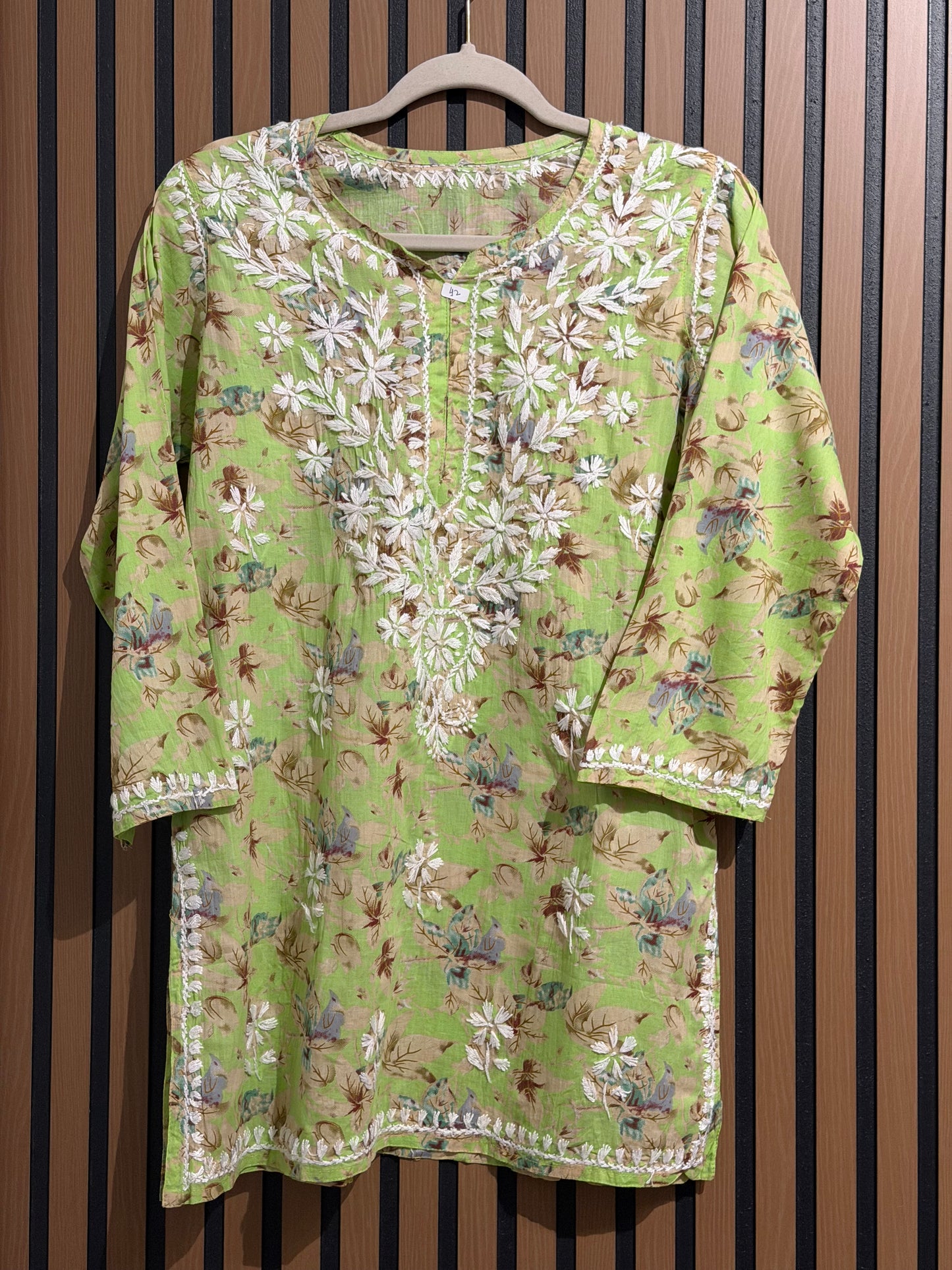 PRINT CHIKANKARI SHORT KURTI