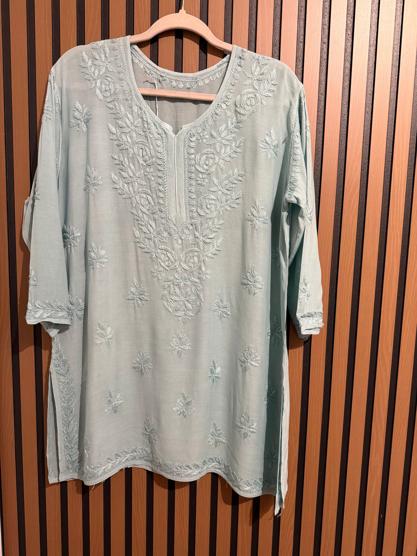 MUSLIN SHORT CHIKANKARI KURTI