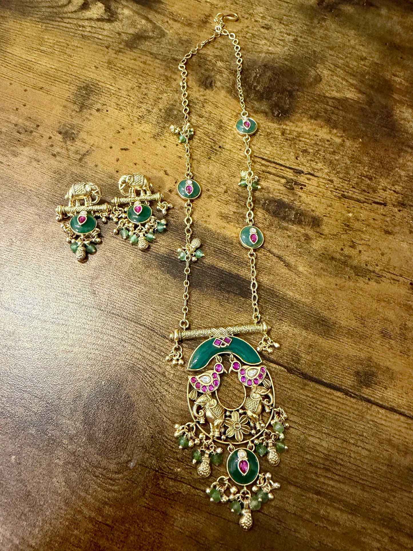 Pachi kundan Heritage Mala