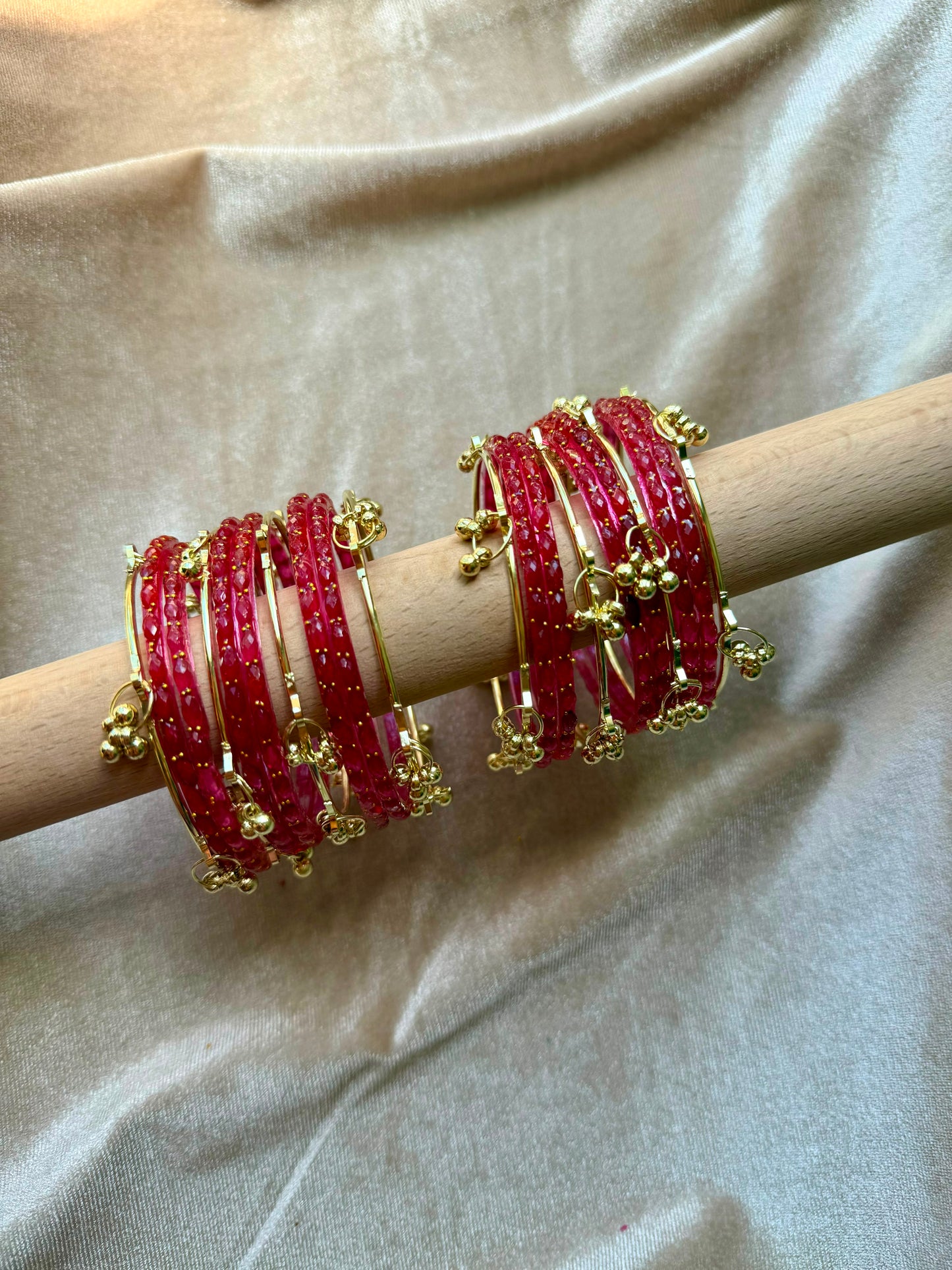 GLASS RAINDROP BANGLES (1 Dozen Glass & 8 Ghungru)