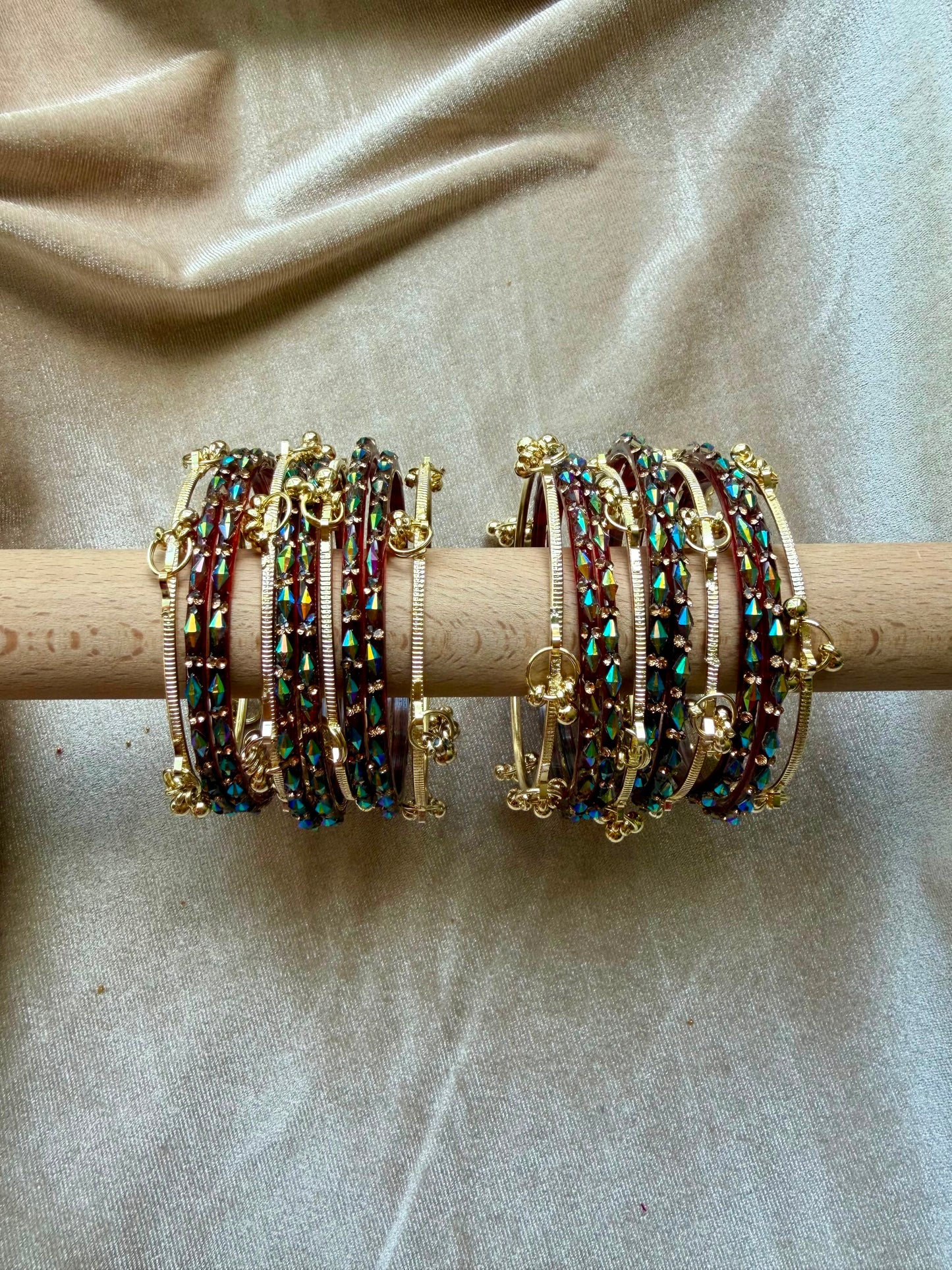 GLASS RAINDROP BANGLES (1 Dozen Glass & 8 Ghungru)