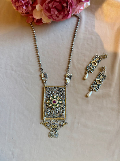 Silver Kundan Navratri Necklace