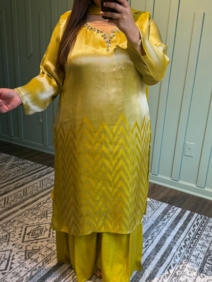 Giraffe Silk Sharara Three Piece