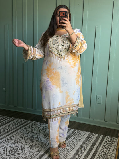 Tye Dye Handwork Three Piece