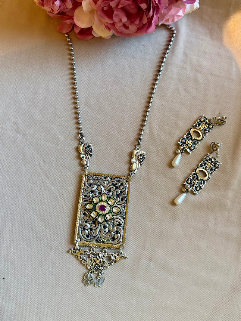 Silver Kundan Navratri Necklace