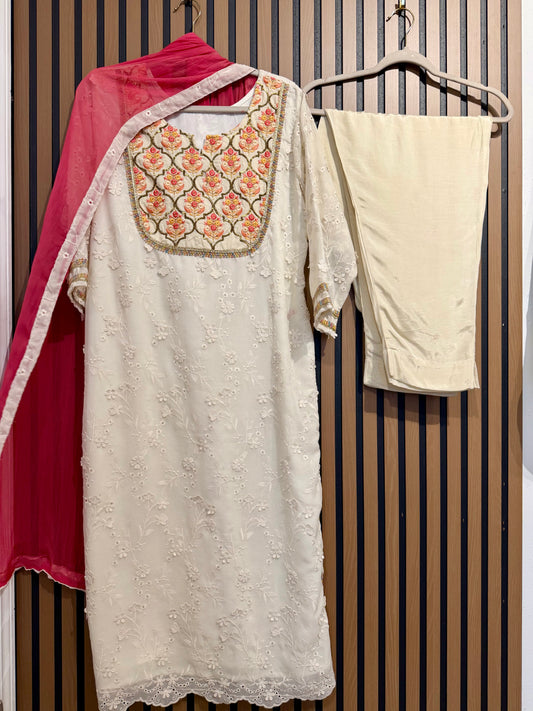 Cream Crochet Suit