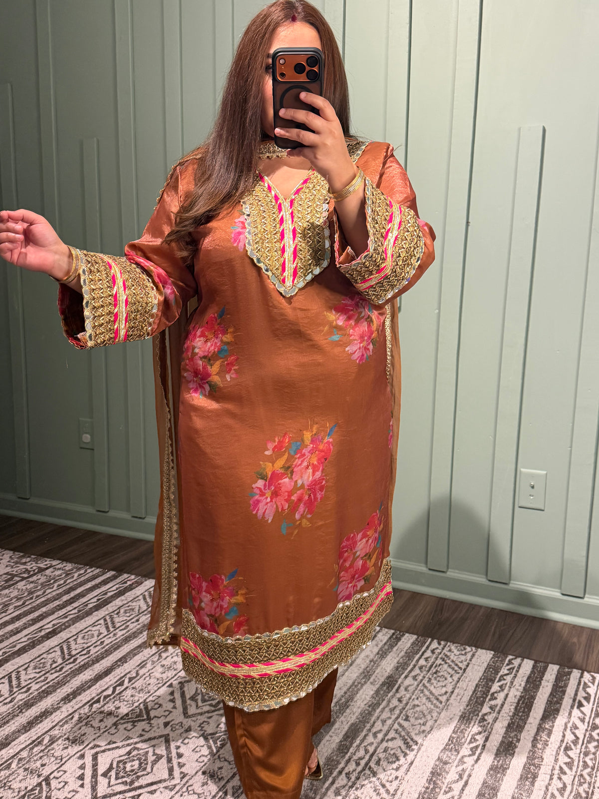 Shimmer Silk Floral Gotta Three Piece