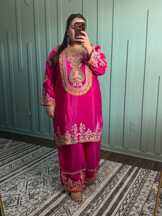 Silk Dori Embroidery Plazo Co ord