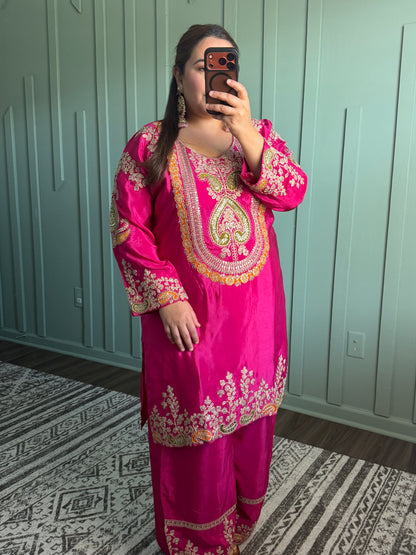 Silk Dori Embroidery Plazo Co ord