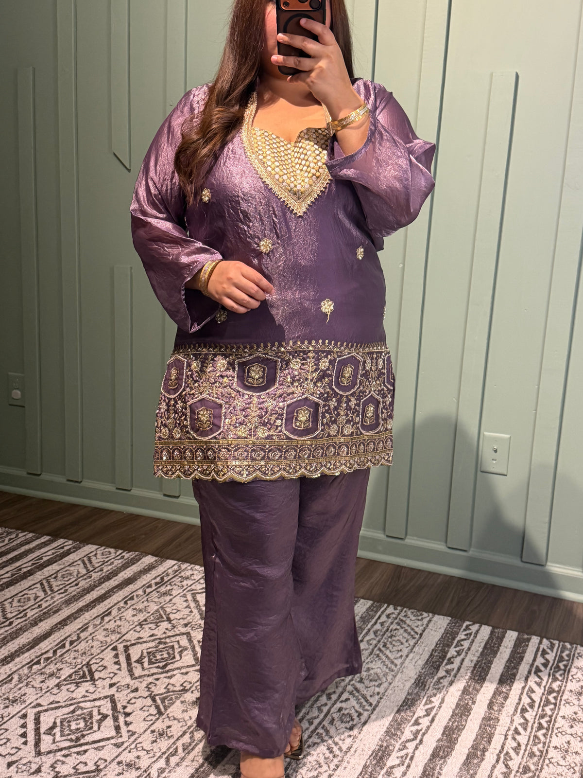 Shimmer Silk Hand Embroidered Co ord