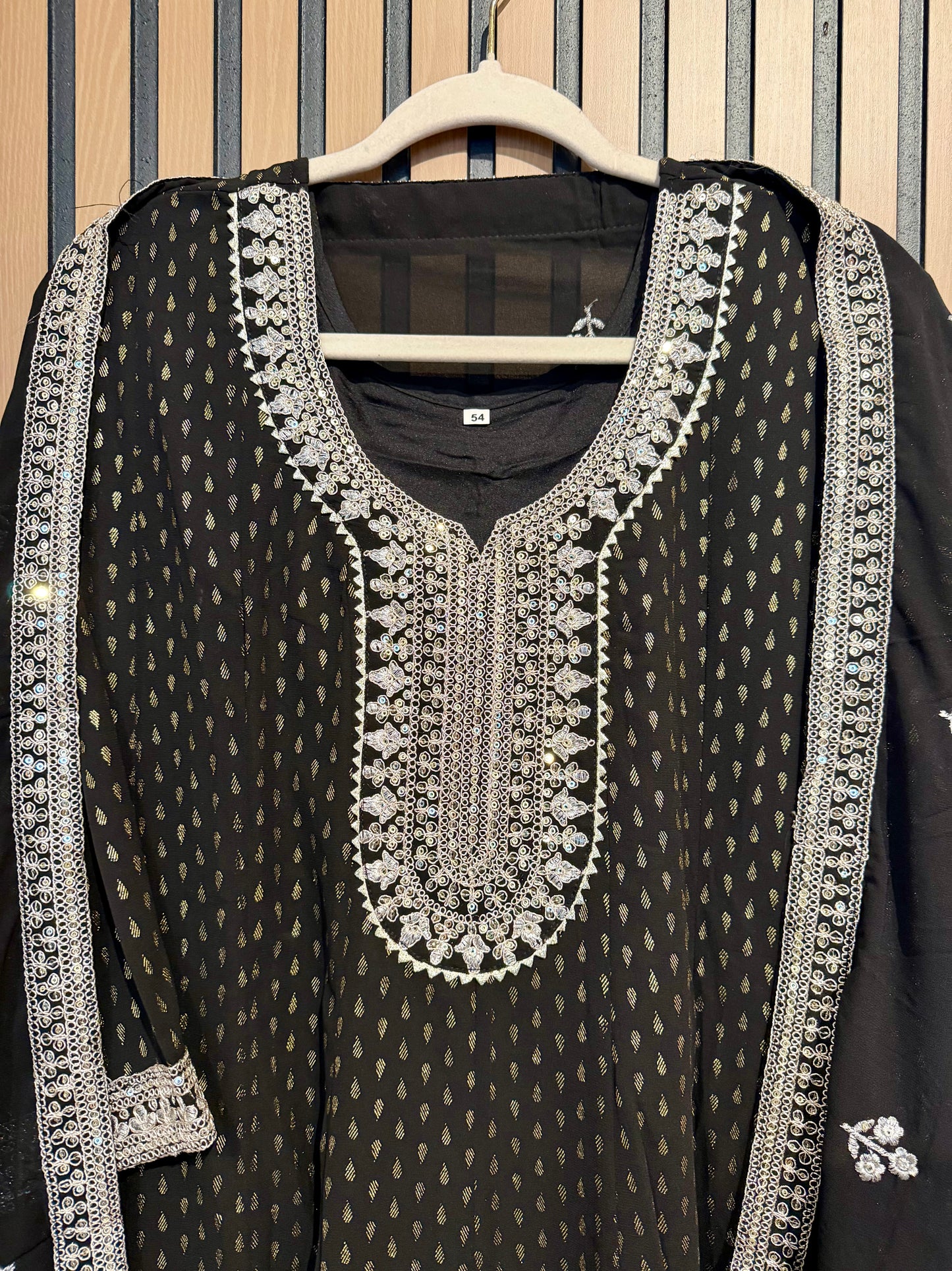 Black Georgette Dori Work Gown