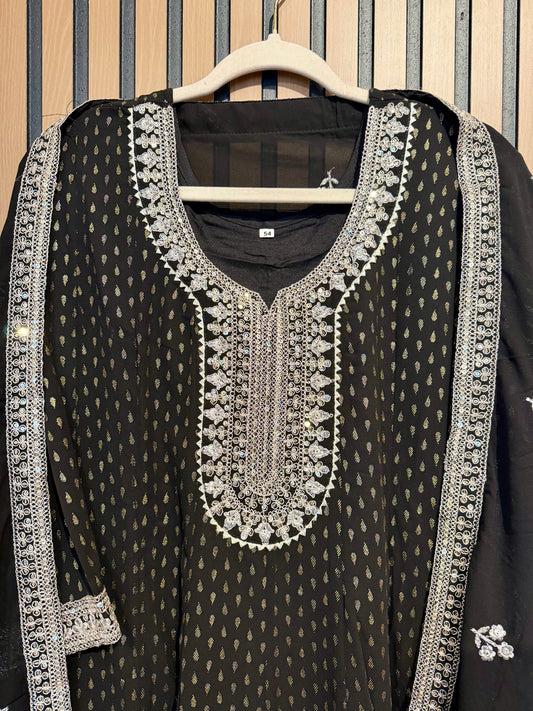 Black Georgette Dori Work Gown