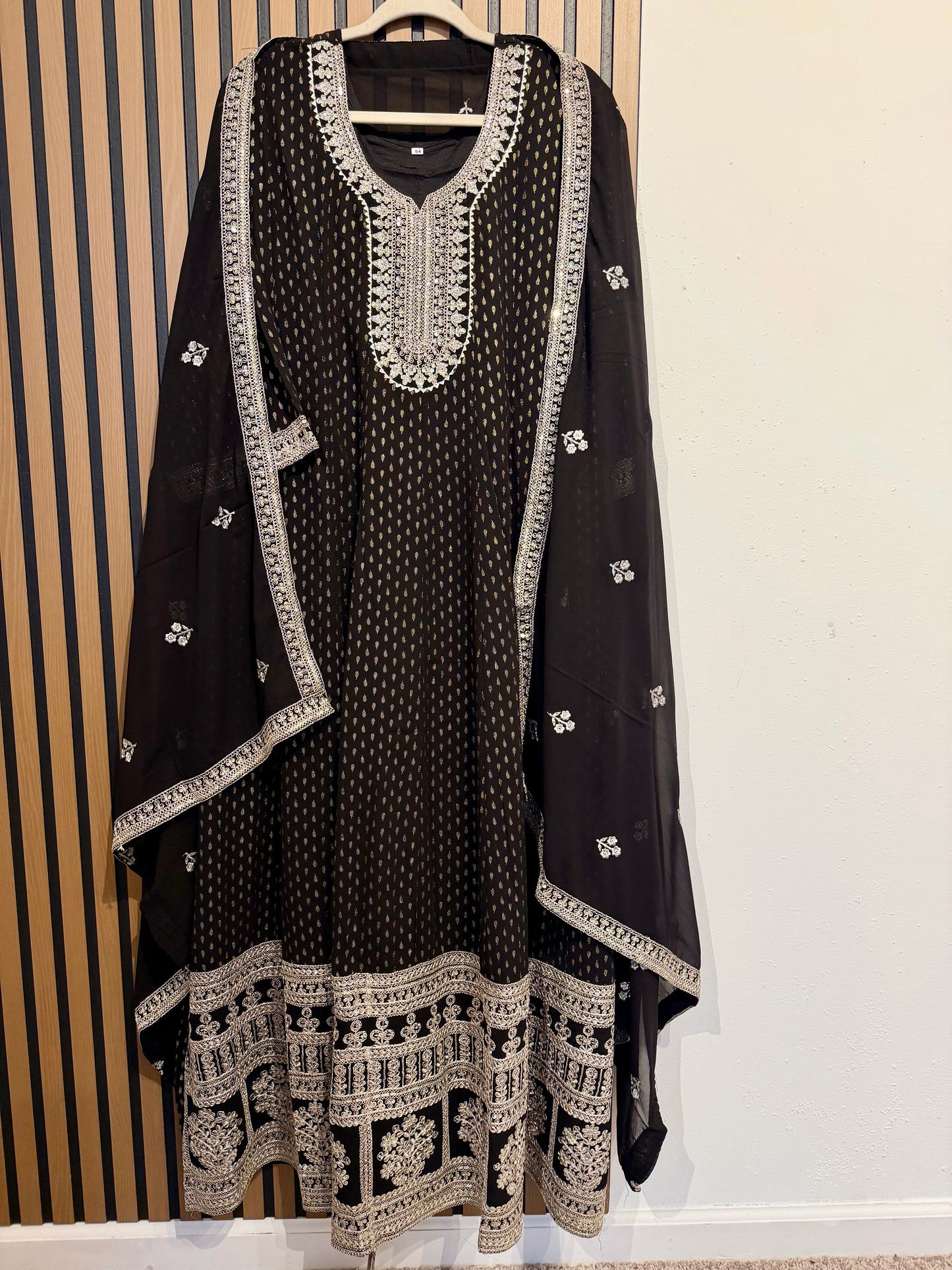 Black Georgette Dori Work Gown