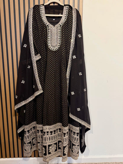 Black Georgette Dori Work Gown