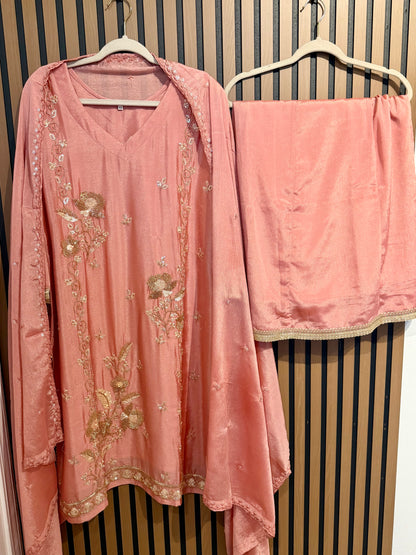Peach Chinon Handwork Sharara