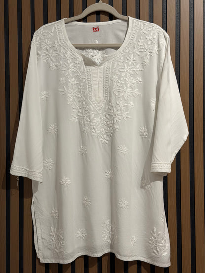 RAYON CHIKANKARI SHORT KURTI