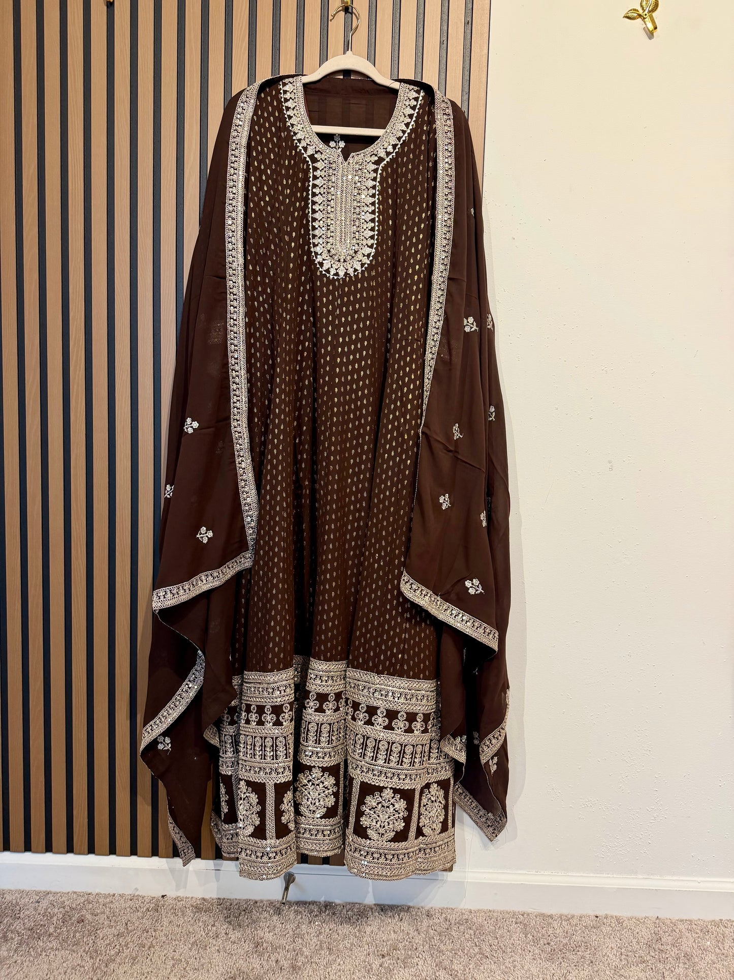 Brown Georgette Anarkali Gown