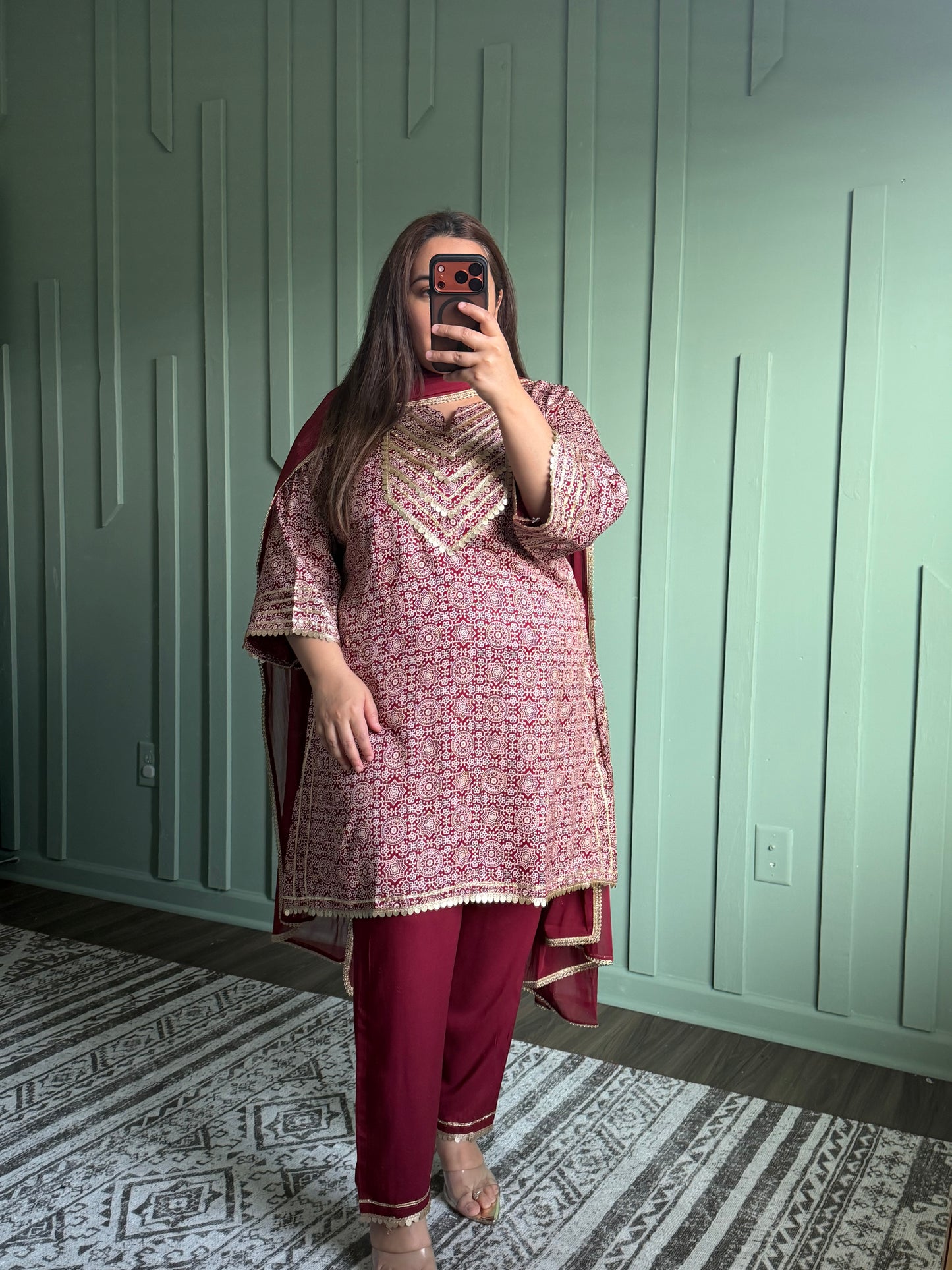 Muslin Gotta Ajrak Three Piece