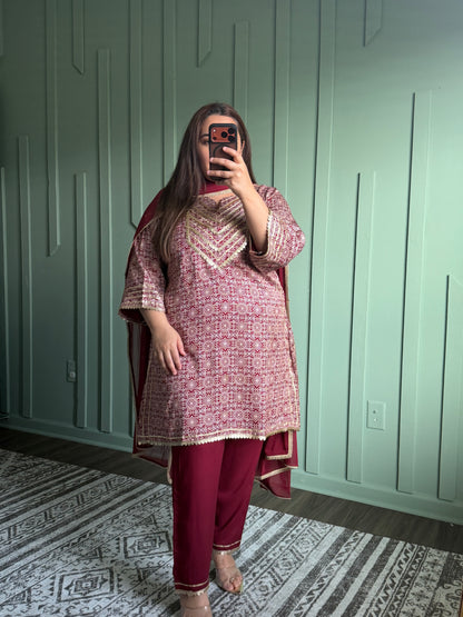 Muslin Gotta Ajrak Three Piece