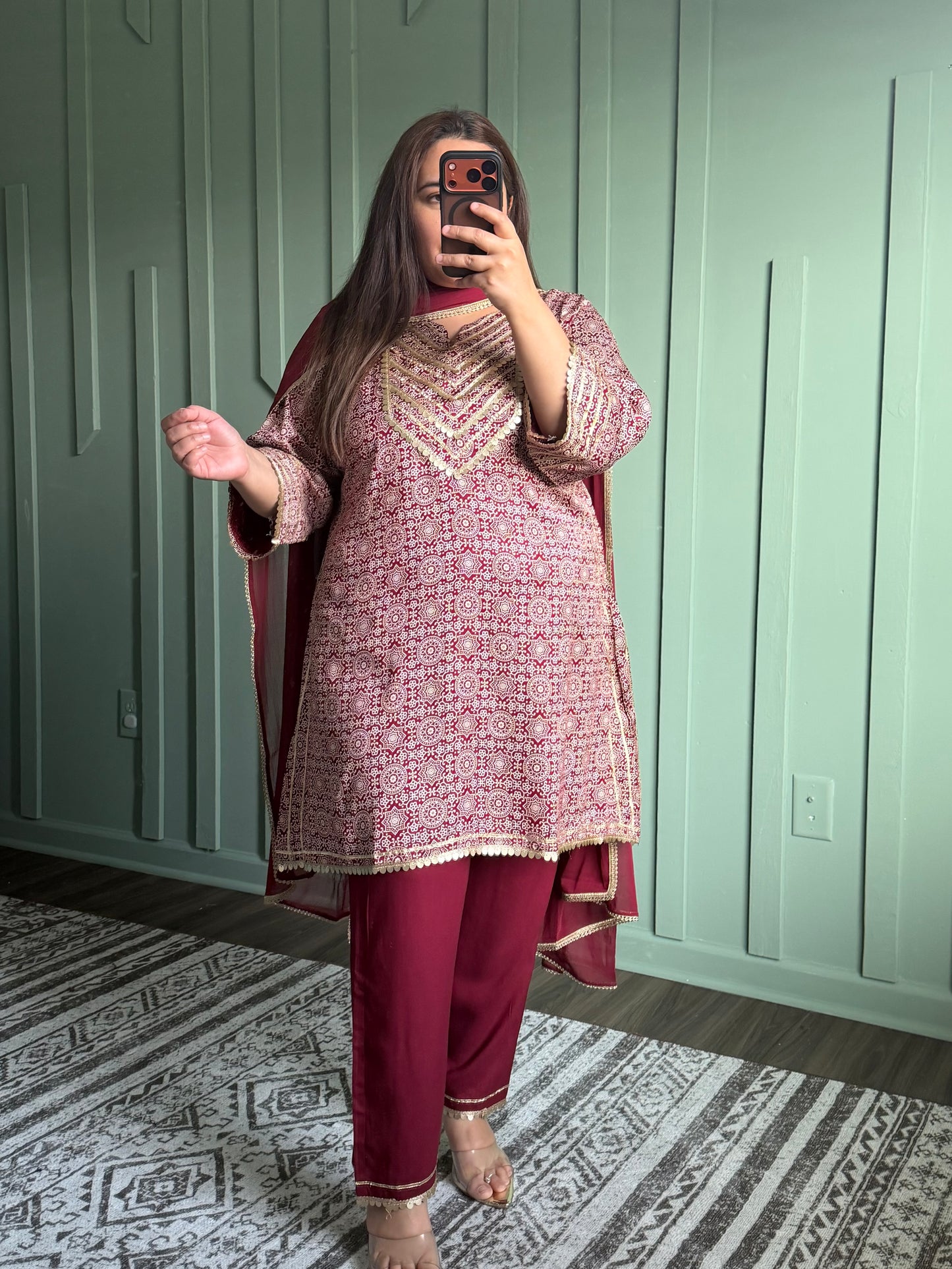 Muslin Gotta Ajrak Three Piece