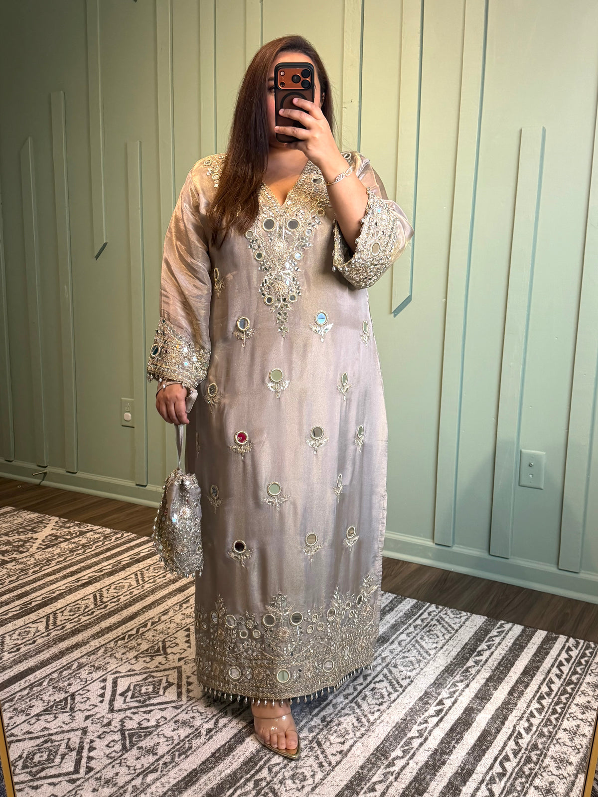 Mirror Gotta Shimmer Long Phiran Three Piece