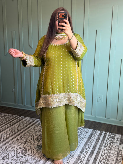 Banarsi Fabric Gotta Three Piece