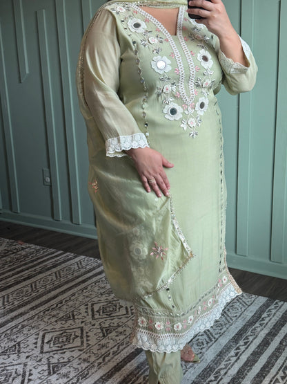 Muslin Silk Mirror Handwork