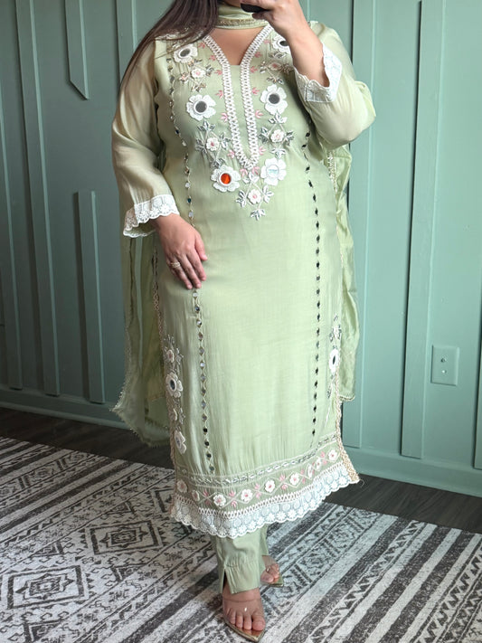 Muslin Silk Mirror Handwork