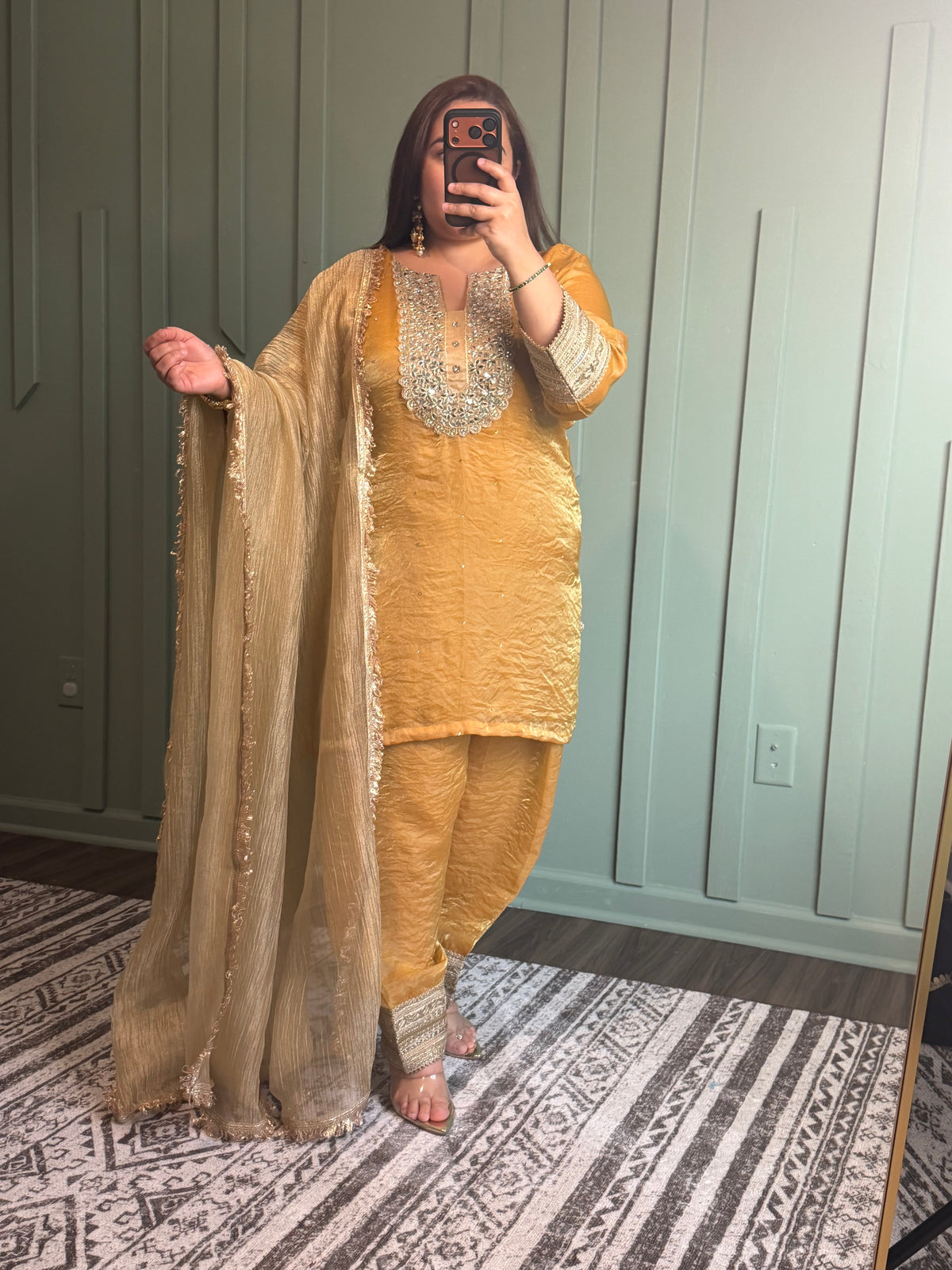 Crush Silk Mirror Three Piece