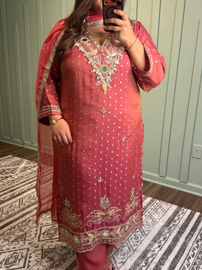 Shimmer Zari Mirror Gotta Hand Embroidered Suit