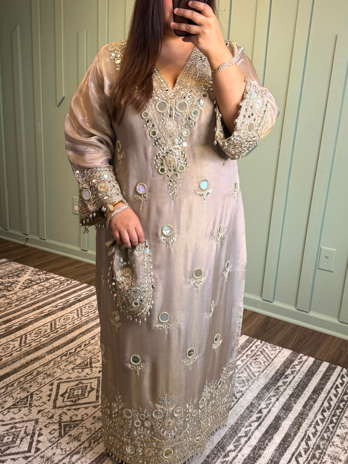 Mirror Gotta Shimmer Long Phiran Three Piece