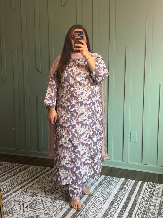 Linen Zari Three Piece