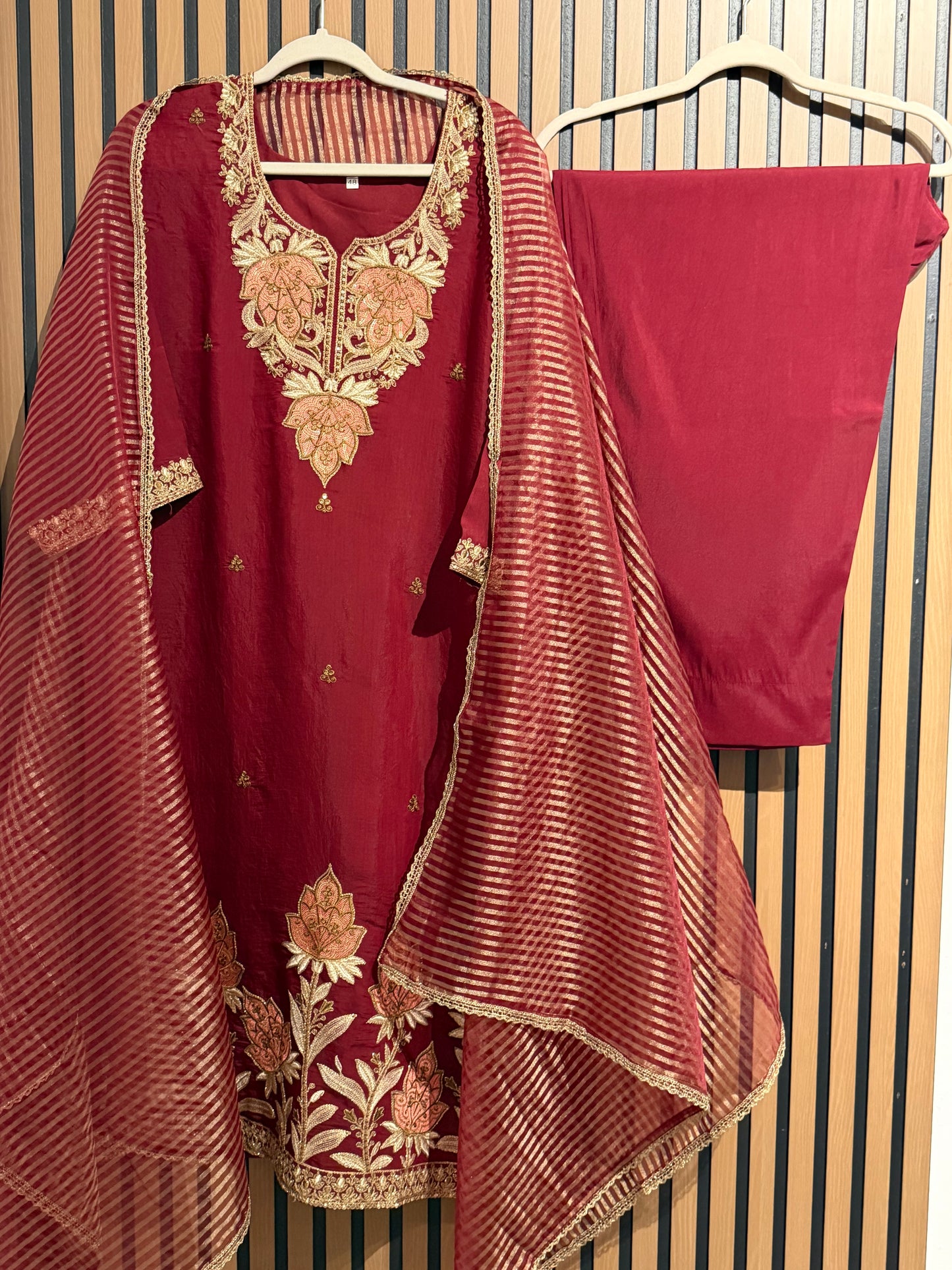 KASHMIRI SILK THREE PIECE PLUS SIZE