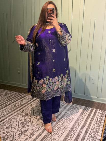 Fendi Silk Hand Embroidered A Line Suit
