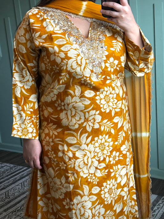 SILK ZARI HAND WORK SUIT