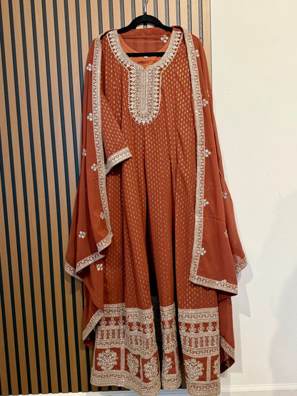 Rust Georgette Dori Work Gown