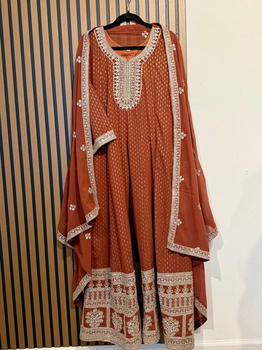 Rust Georgette Dori Work Gown
