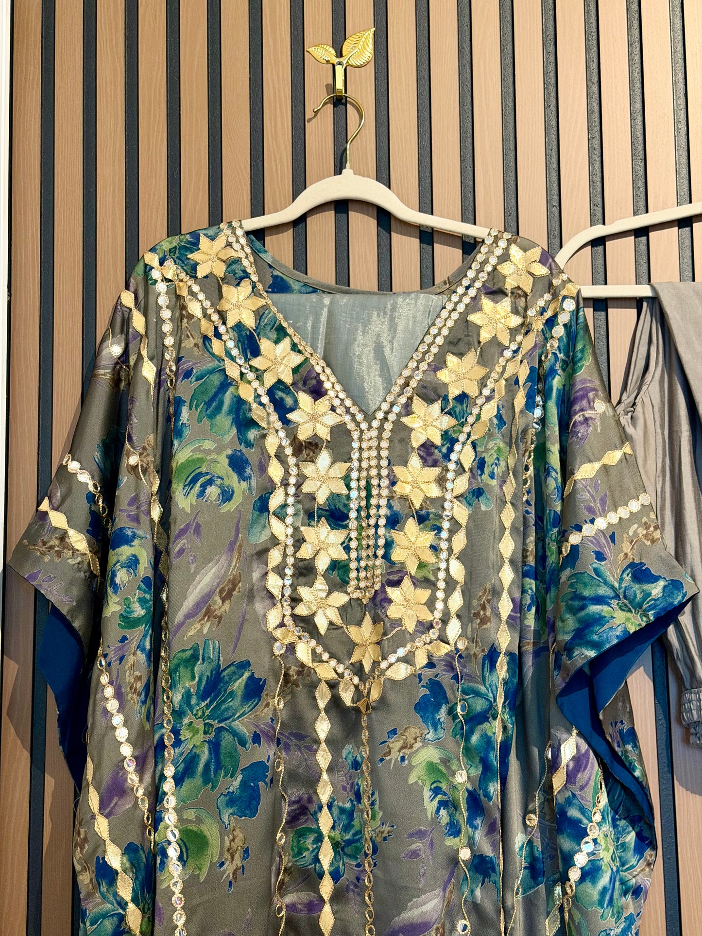 Grey Print Georgette Kaftan