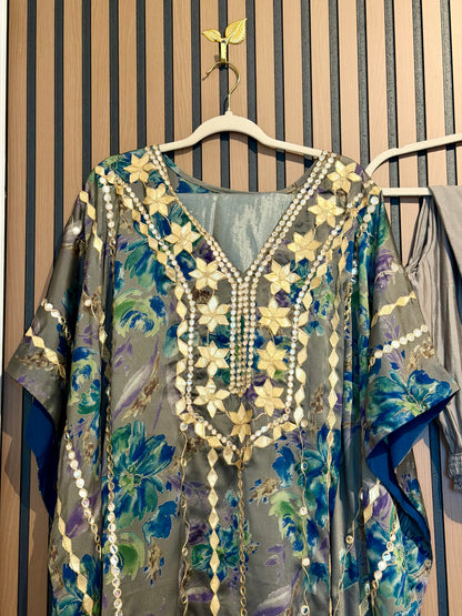 Grey Print Georgette Kaftan