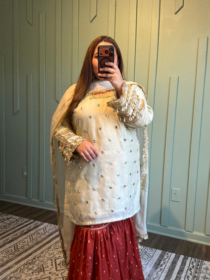 Silk Gotta Hand Work Gharara Suit