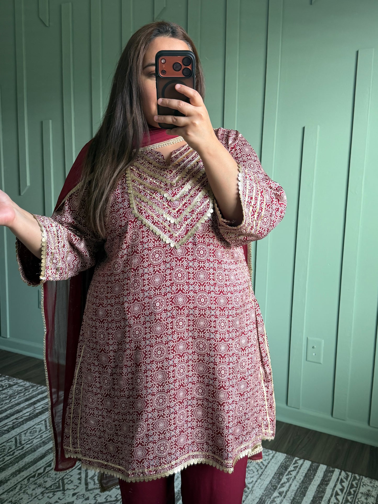Muslin Gotta Ajrak Three Piece