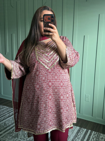 Muslin Gotta Ajrak Three Piece