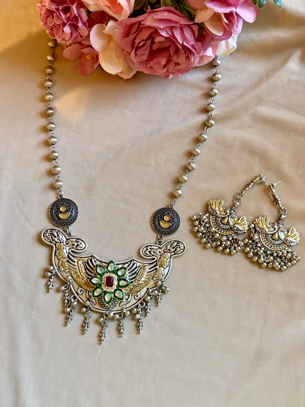 Silver Kundan Navratri Necklace